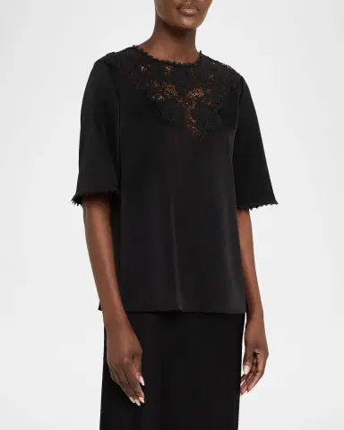 Kobi Halperin Frankie Lace-Inset Satin Back Crepe Blouse | Thumbnail 4 Kobi Halperin Frankie Lace-Inset Satin Back Crepe Blouse | Thumbnail 4