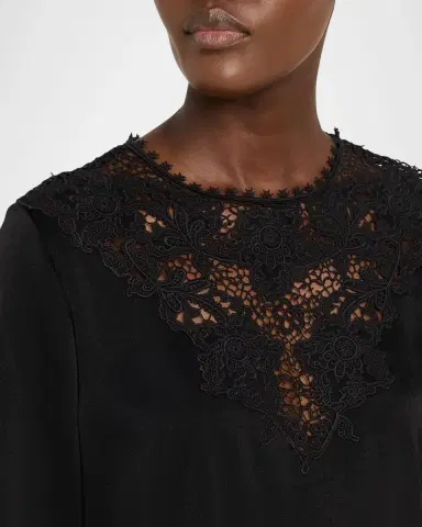 Kobi Halperin Frankie Lace-Inset Satin Back Crepe Blouse | Thumbnail 5 Kobi Halperin Frankie Lace-Inset Satin Back Crepe Blouse | Thumbnail 5