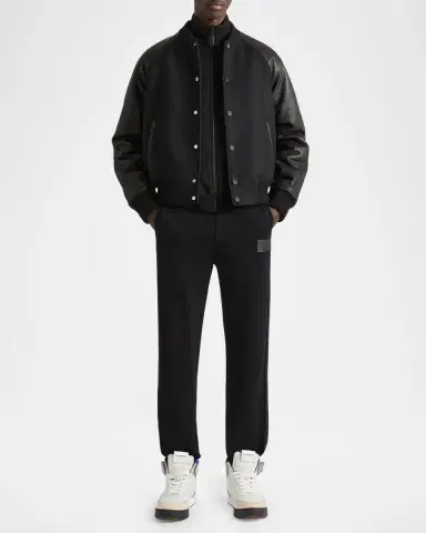 Givenchy Men's Mixed Material Wool and Leather Bomber Jacket | Thumbnail 2 Givenchy Men's Mixed Material Wool and Leather Bomber Jacket | Thumbnail 2