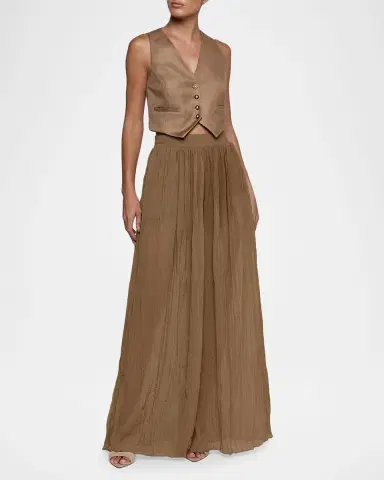 L'Agence Ethel Wide-Leg Crinkled Chiffon Pants | Thumbnail 2 L'Agence Ethel Wide-Leg Crinkled Chiffon Pants | Thumbnail 2