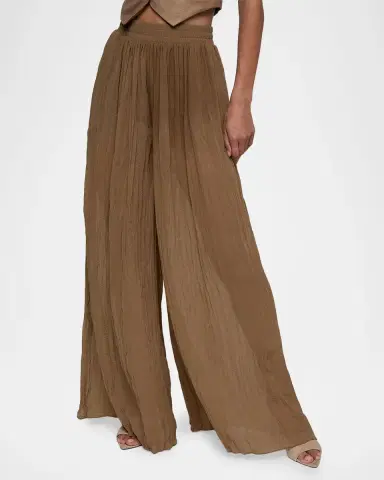 L'Agence Ethel Wide-Leg Crinkled Chiffon Pants | Thumbnail 4 L'Agence Ethel Wide-Leg Crinkled Chiffon Pants | Thumbnail 4