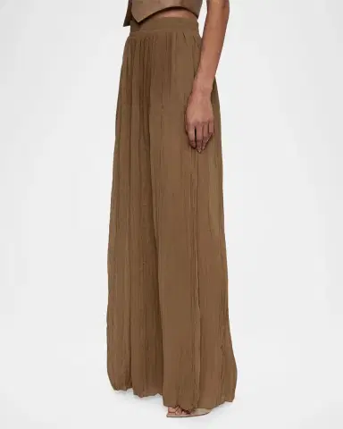 L'Agence Ethel Wide-Leg Crinkled Chiffon Pants | Thumbnail 5 L'Agence Ethel Wide-Leg Crinkled Chiffon Pants | Thumbnail 5