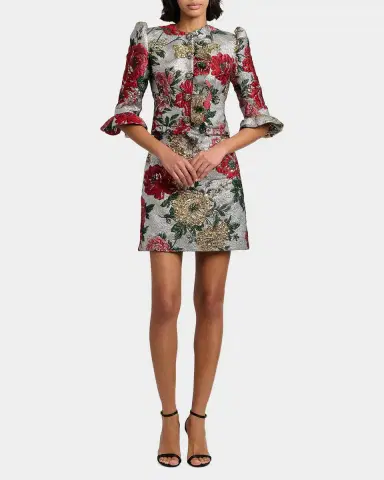 Dolce & Gabbana Metallic Floral Brocade Ruffle Crop Jacket | Thumbnail 2 Dolce & Gabbana Metallic Floral Brocade Ruffle Crop Jacket | Thumbnail 2