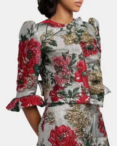 Dolce & Gabbana Metallic Floral Brocade Ruffle Crop Jacket | Thumbnail 5 Dolce & Gabbana Metallic Floral Brocade Ruffle Crop Jacket | Thumbnail 5