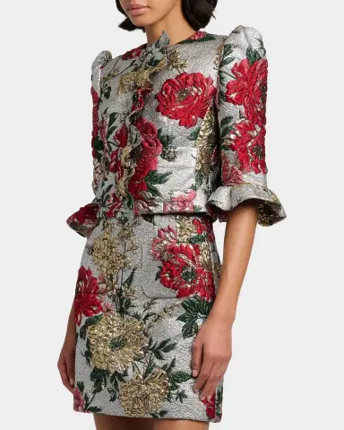 Dolce & Gabbana Metallic Floral Brocade Ruffle Crop Jacket | Thumbnail 6 Dolce & Gabbana Metallic Floral Brocade Ruffle Crop Jacket | Thumbnail 6