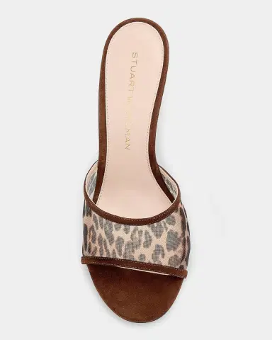 Stuart Weitzman 85mm Bareitall Leopard Mesh and Suede Mules | Thumbnail 4 Stuart Weitzman 85mm Bareitall Leopard Mesh and Suede Mules | Thumbnail 4