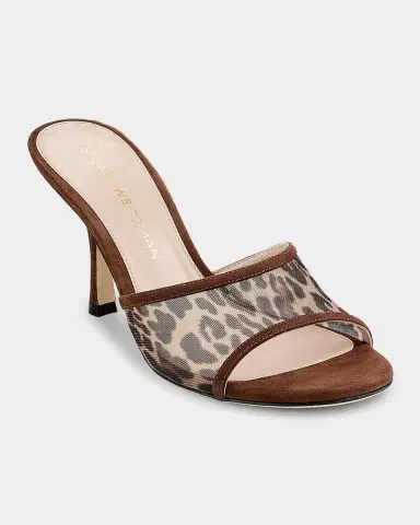 Stuart Weitzman 85mm Bareitall Leopard Mesh and Suede Mules | Thumbnail 6 Stuart Weitzman 85mm Bareitall Leopard Mesh and Suede Mules | Thumbnail 6