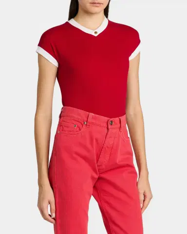 Versace Shrunken V-Neck Ringer Tee | Thumbnail 6 Versace Shrunken V-Neck Ringer Tee | Thumbnail 6