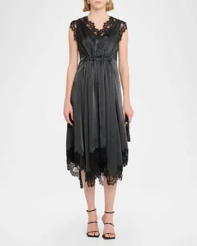 3.1 Phillip Lim V-Neck Lace-Trim Satin Midi Dress | Thumbnail 2 3.1 Phillip Lim V-Neck Lace-Trim Satin Midi Dress | Thumbnail 2