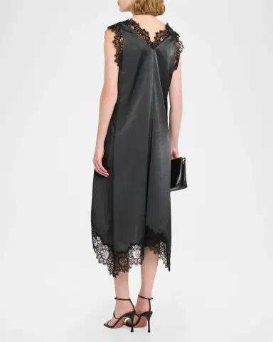 3.1 Phillip Lim V-Neck Lace-Trim Satin Midi Dress | Thumbnail 3 3.1 Phillip Lim V-Neck Lace-Trim Satin Midi Dress | Thumbnail 3