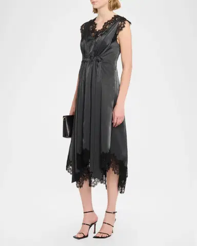 3.1 Phillip Lim V-Neck Lace-Trim Satin Midi Dress | Thumbnail 4 3.1 Phillip Lim V-Neck Lace-Trim Satin Midi Dress | Thumbnail 4