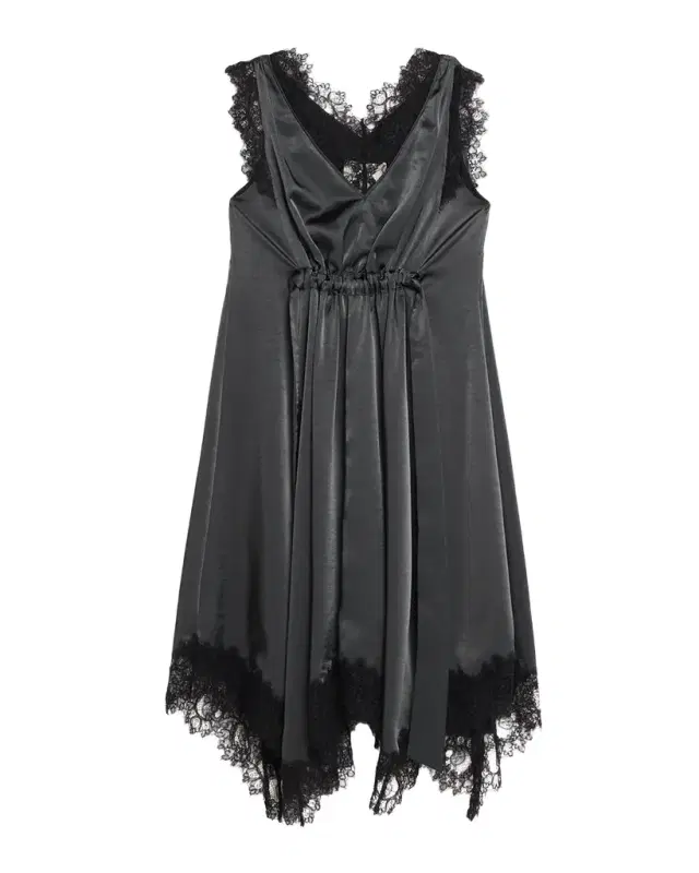 V-Neck Lace-Trim Satin Midi Dress V-Neck Lace-Trim Satin Midi Dress