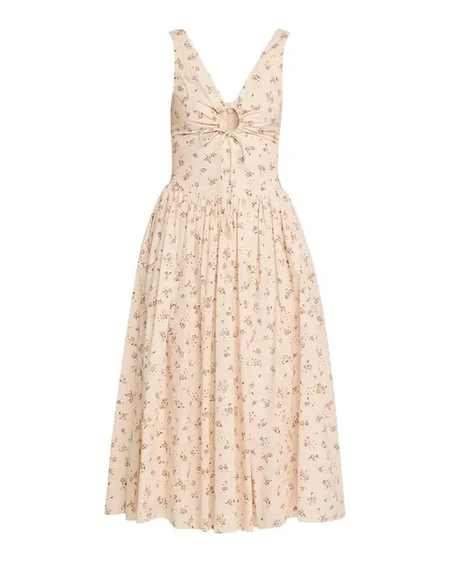 Penelope Sleeveless Floral Cotton Keyhole Midi Dress Penelope Sleeveless Floral Cotton Keyhole Midi Dress