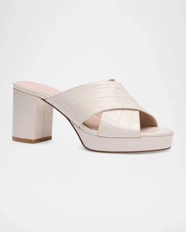 Stuart Weitzman 80mm Dayna Croc-Embossed Leather Platform Sandals | Thumbnail 3 Stuart Weitzman 80mm Dayna Croc-Embossed Leather Platform Sandals | Thumbnail 3