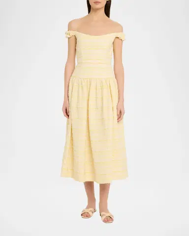 Markarian Georgie Striped Seersucker Off-The-Shoulder Midi Dress | Thumbnail 2 Markarian Georgie Striped Seersucker Off-The-Shoulder Midi Dress | Thumbnail 2