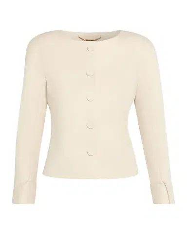 Chloé Exaggerated Shoulder Single-Breasted Collarless Jacket | Thumbnail 1 Chloé Exaggerated Shoulder Single-Breasted Collarless Jacket | Thumbnail 1