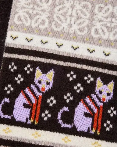 Loewe x Louis Wain Futurist Cat Fair Isle Scarf | Thumbnail 3 Loewe x Louis Wain Futurist Cat Fair Isle Scarf | Thumbnail 3