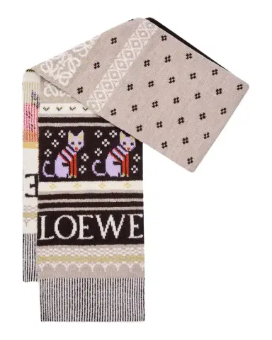 Loewe x Louis Wain Futurist Cat Fair Isle Scarf | Thumbnail 1 Loewe x Louis Wain Futurist Cat Fair Isle Scarf | Thumbnail 1