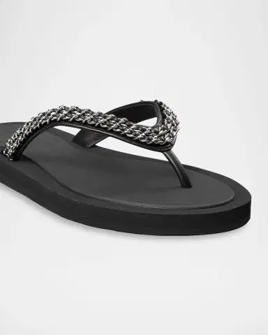 Tory Burch Kira Chain Leather Thong Sandals | Thumbnail 3 Tory Burch Kira Chain Leather Thong Sandals | Thumbnail 3