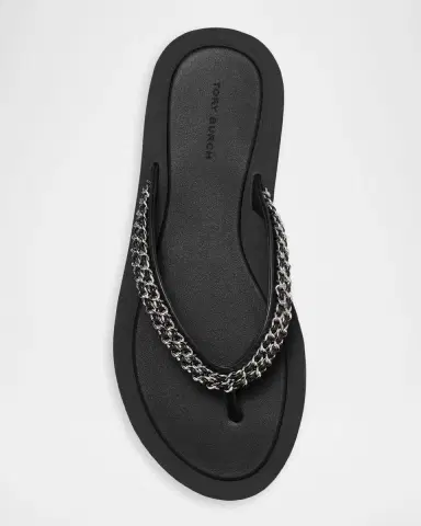 Tory Burch Kira Chain Leather Thong Sandals | Thumbnail 4 Tory Burch Kira Chain Leather Thong Sandals | Thumbnail 4