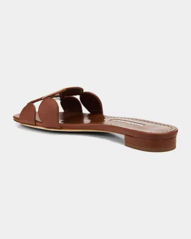 Manolo Blahnik Circle-Cut Leather Slide Sandals | Thumbnail 4 Manolo Blahnik Circle-Cut Leather Slide Sandals | Thumbnail 4