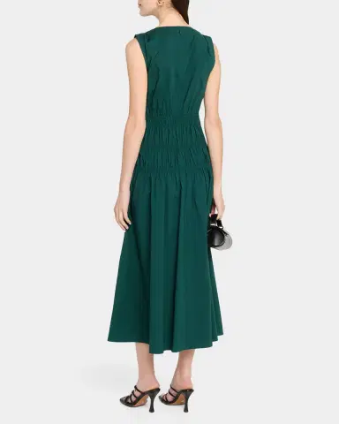 Proenza Schouler White Label Loren Sleeveless Ruched Waist Cotton Midi Dress | Thumbnail 3 Proenza Schouler White Label Loren Sleeveless Ruched Waist Cotton Midi Dress | Thumbnail 3