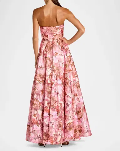 Mac Duggal Strapless Floral A-Line Gown w/ 3D Flower | Thumbnail 3 Mac Duggal Strapless Floral A-Line Gown w/ 3D Flower | Thumbnail 3