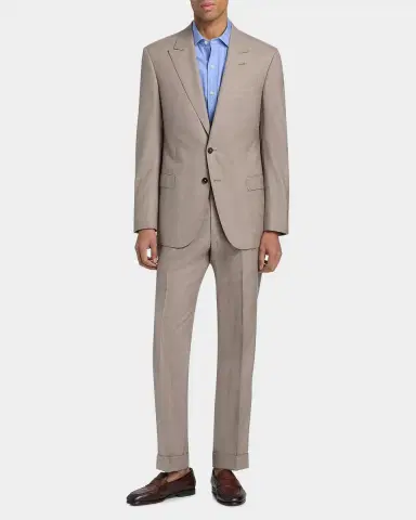 Emporio Armani Tonal Textured Single-Breasted Wool, Silk & Linen Suit | Thumbnail 4 Emporio Armani Tonal Textured Single-Breasted Wool, Silk & Linen Suit | Thumbnail 4
