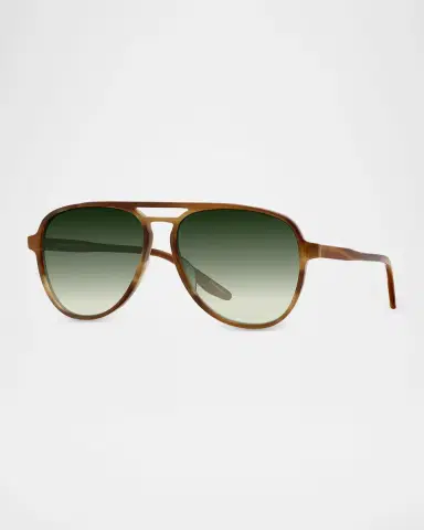 Barton Perreira Men 's Double-Bridge Acetate Aviator Sunglasses | Thumbnail 2 Barton Perreira Men 's Double-Bridge Acetate Aviator Sunglasses | Thumbnail 2