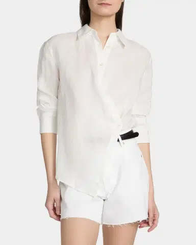 Veronica Beard Perezzi Asymmetric Linen Shirt | Thumbnail 4 Veronica Beard Perezzi Asymmetric Linen Shirt | Thumbnail 4