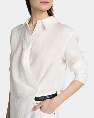 Veronica Beard Perezzi Asymmetric Linen Shirt | Thumbnail 5 Veronica Beard Perezzi Asymmetric Linen Shirt | Thumbnail 5