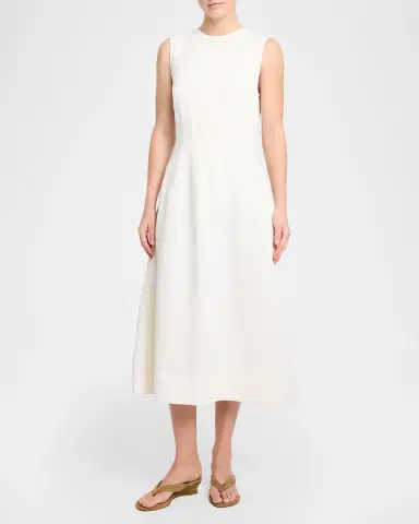 TWP Crewneck Linen-Blend Midi Dress | Thumbnail 4 TWP Crewneck Linen-Blend Midi Dress | Thumbnail 4