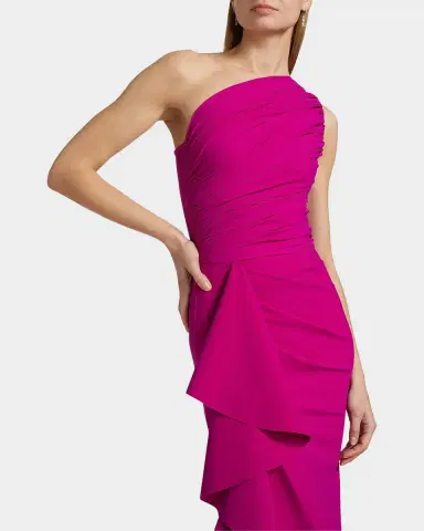 Chiara Boni La Petite Robe Ruched One-Shoulder Ruffle Gown | Thumbnail 5 Chiara Boni La Petite Robe Ruched One-Shoulder Ruffle Gown | Thumbnail 5