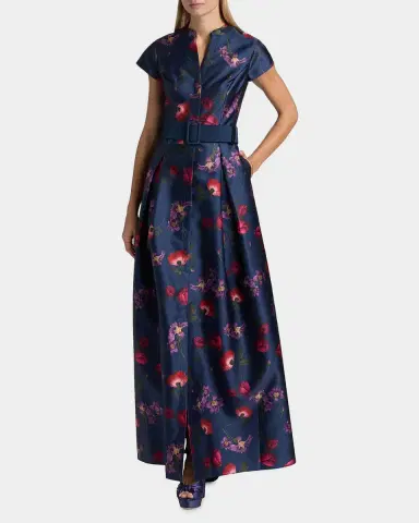 SACHIN BABI Marta Floral Mikado Belted Gown | Thumbnail 2 SACHIN BABI Marta Floral Mikado Belted Gown | Thumbnail 2