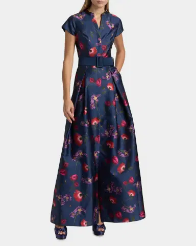 SACHIN BABI Marta Floral Mikado Belted Gown | Thumbnail 4 SACHIN BABI Marta Floral Mikado Belted Gown | Thumbnail 4