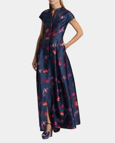 SACHIN BABI Marta Floral Mikado Belted Gown | Thumbnail 5 SACHIN BABI Marta Floral Mikado Belted Gown | Thumbnail 5