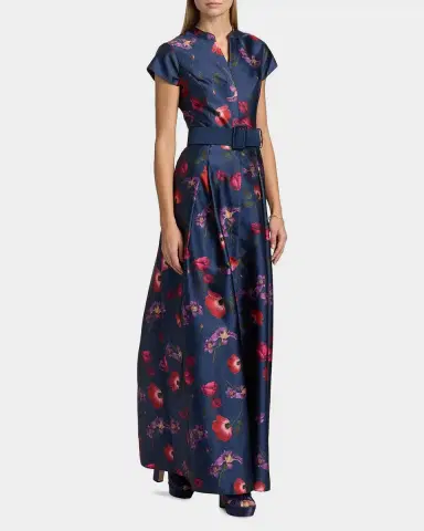SACHIN BABI Marta Floral Mikado Belted Gown | Thumbnail 7 SACHIN BABI Marta Floral Mikado Belted Gown | Thumbnail 7