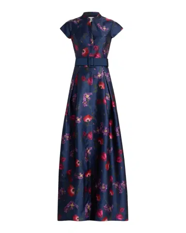 SACHIN BABI Marta Floral Mikado Belted Gown | Thumbnail 1 SACHIN BABI Marta Floral Mikado Belted Gown | Thumbnail 1