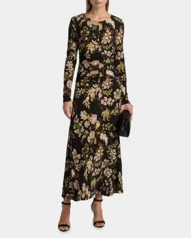 Cara Cara Maisy Long-Sleeve Floral Ruched Midi Dress | Thumbnail 4 Cara Cara Maisy Long-Sleeve Floral Ruched Midi Dress | Thumbnail 4