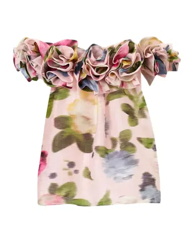 Carolina Herrera Rosette Off-The-Shoulder Floral Silk Blouse | Thumbnail 1 Carolina Herrera Rosette Off-The-Shoulder Floral Silk Blouse | Thumbnail 1