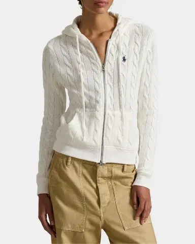 Polo Ralph Lauren Cable-Knit Cotton Full-Zip Hoodie | Thumbnail 4 Polo Ralph Lauren Cable-Knit Cotton Full-Zip Hoodie | Thumbnail 4