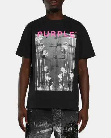 PURPLE Men's Palms Graphic Logo Crewneck T-Shirt | Thumbnail 3 PURPLE Men's Palms Graphic Logo Crewneck T-Shirt | Thumbnail 3