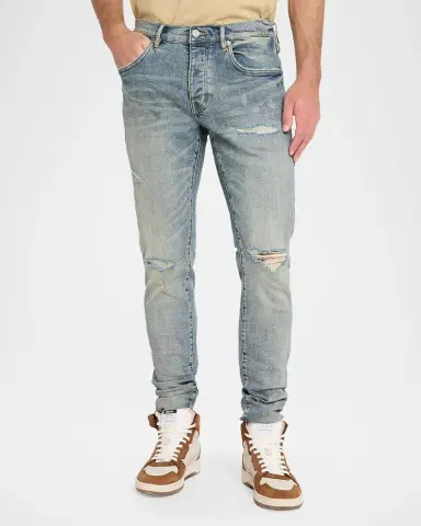 PURPLE Men's D-Worn Distressed Skinny Jeans | Thumbnail 4 PURPLE Men's D-Worn Distressed Skinny Jeans | Thumbnail 4
