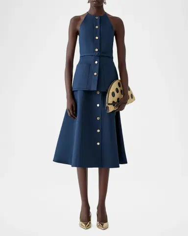 Carolina Herrera Button-Front Belted Halter Peplum Top | Thumbnail 2 Carolina Herrera Button-Front Belted Halter Peplum Top | Thumbnail 2