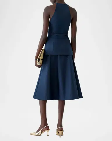 Carolina Herrera Button-Front Belted Halter Peplum Top | Thumbnail 3 Carolina Herrera Button-Front Belted Halter Peplum Top | Thumbnail 3