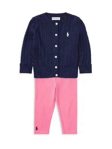 Polo Ralph Lauren Baby Girl's Stretch Cotton Leggings - Pink - Size 9 Months | Thumbnail 2 Polo Ralph Lauren Baby Girl's Stretch Cotton Leggings - Pink - Size 9 Months | Thumbnail 2