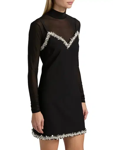 Cinq à Sept Women's Londyn Imitation Pearl & Sequin-Embellished Minidress - Black | Thumbnail 4 Cinq à Sept Women's Londyn Imitation Pearl & Sequin-Embellished Minidress - Black | Thumbnail 4