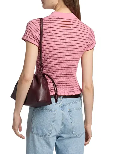 Guest in Residence Women's Smocked Cashmere Polo Top - Sprinkle Burnt Sienna | Thumbnail 5 Guest in Residence Women's Smocked Cashmere Polo Top - Sprinkle Burnt Sienna | Thumbnail 5