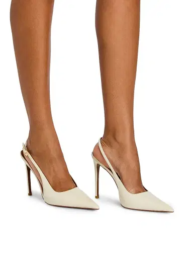 Retrofête Women's Cindy 110MM Patent Leather Slingback Pumps - Cream | Thumbnail 2 Retrofête Women's Cindy 110MM Patent Leather Slingback Pumps - Cream | Thumbnail 2