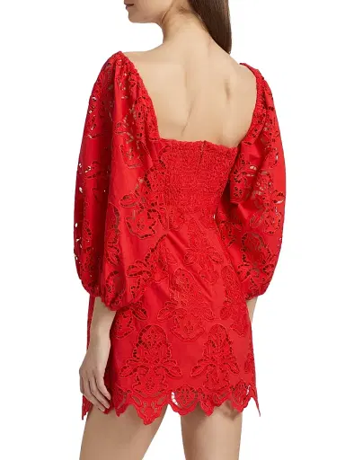 Cara Cara Women's Montauk Cotton Lace Minidress - Red Embroidered Eyelet - Size Small | Thumbnail 5 Cara Cara Women's Montauk Cotton Lace Minidress - Red Embroidered Eyelet - Size Small | Thumbnail 5